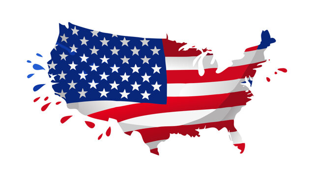 American flag map with paint splatter design - Powered by Adobe