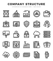 Set of Company Structure Icons. Simple line art style icons pack.
