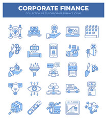 Corporate Finance Icons. A Collection of 25 Essential Business and Finance Icons