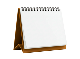 Blank brown desk calendar mockup isolated on transparent background