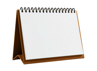 Blank brown desk calendar mockup isolated on transparent background