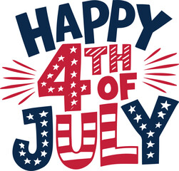 Happy American 4th of July Independence Day Typography t shirt design, United States July holiday celebration. Vector illustration.