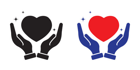 Heart in hand icon showing care and support, perfect for healthcare providers, charities, and community organizations. EPS 10.