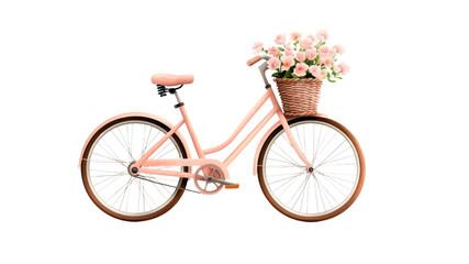 Vintage-style pink bicycle with flower basket