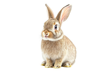 Obraz premium Studio portrait of adorable fluffy rabbit with transparent background in high-resolution PNG cutout for Easter designs, children’s book illustrations, web graphics, and versatile digital art projects