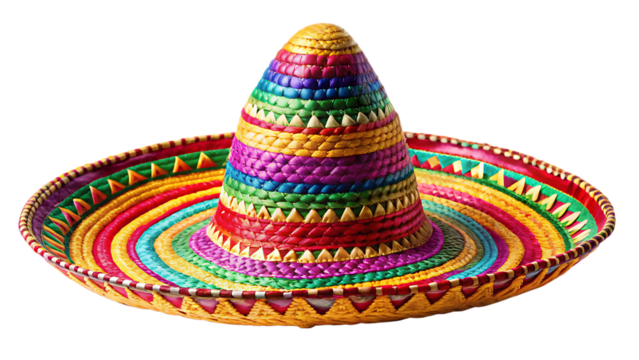 colorful traditional mexican sombrero hat  isolated on white background PNG,AI GENERATED