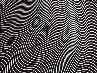 Black and white wave lines for abstract art and design industry

