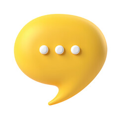 A yellow speech bubble with three white dots isolated on transparent background