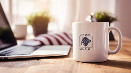 Morning Coffee by Laptop Cozy Workspace Vibes