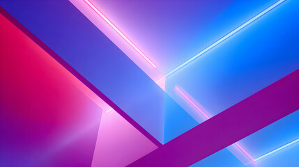 Abstract Composition of Intersecting Geometric Shapes in Vibrant Pink and Blue Tones