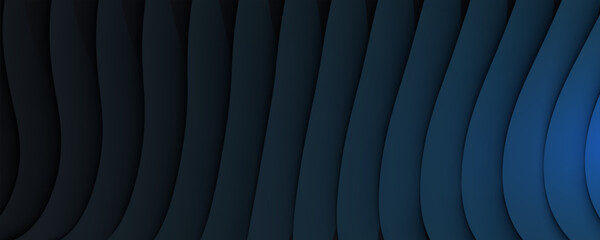 Dark Abstract Wavy Layers Background in Black Tones