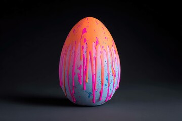 Neon acrylic painted egg with drip effect