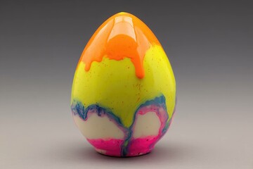 Neon acrylic painted egg with drip effect