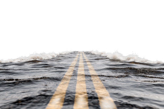 Flooded Road: A Nature's Fury