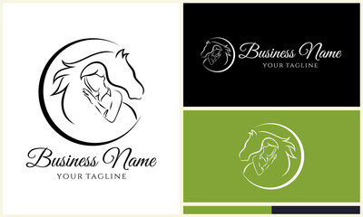 Horse  Woman Logo Design Variations. (1)