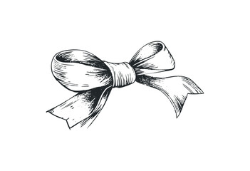 Fototapeta premium Elegant hand-drawn bow with intricate detailing. Vector retro hand drawn illustration