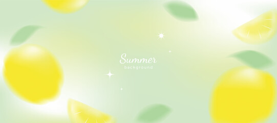 Summer season gradient futuristic art background vector. Modern wallpaper design with lemon. Illustration design for social media, print, cover, banner, backdrop, packaging, ads.