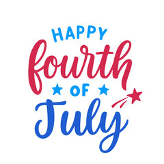 Hand Lettering Happy Fourth of July Celebration Design with Stars and Spark