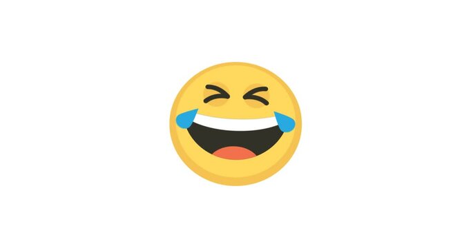 Animated icon of a laughing face, featuring a wide smile and joyful energy &mdash; representing humor, happiness, or lighthearted fun. Perfect for use in comedy videos, reaction stickers, character animatio