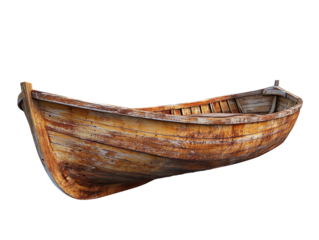 Classic Wooden Rowboat with Oars