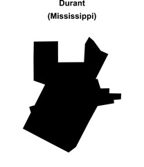 Durant (Mississippi) blank outline map