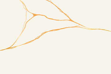 Japanese kintsugi gold crack effect. Luxury marble texture with golden lines. Modern vector illustration.