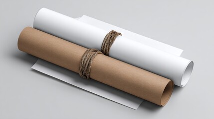 Rolled White and Brown Paper Mockup Templates