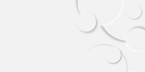 Abstract white circle shape geometric line background. abstract seamless modern white and gray color technology concept geometric circle vector background neomorphism style poster, banner design	
