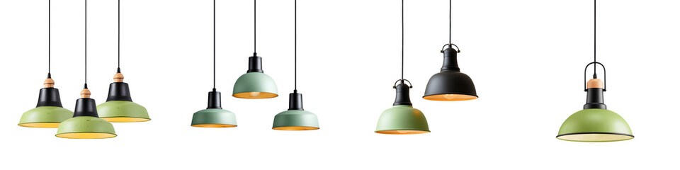 Fototapeta na wymiar Assortment of modern industrial style pendant lamps