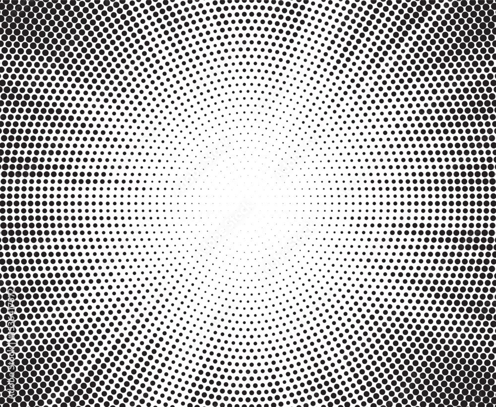 Aufkleber Halftone gradient sun rays pattern. Abstract halftone vector dots background. monochrome dots pattern. Vector background in comic book style with sunburst rays and halftone. Retro pop art design.