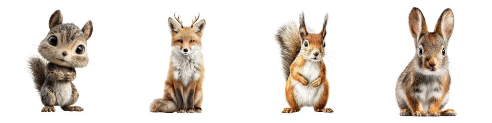 Fototapeta premium Cute forest animals in a group photo