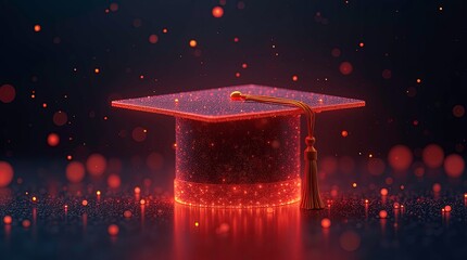 Graduation cap in sparkling glitter.3d rendering
