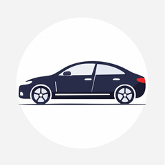 Naklejka premium Side view of a dark-colored sedan, stylized illustration, simple design.