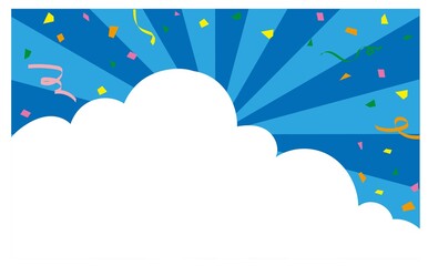 紙吹雪の舞う青空背景フレーム素材