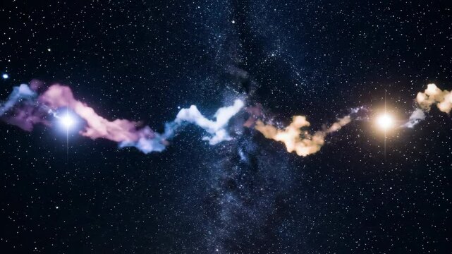 Fantastical Milky Way and Two Shining Stars in the Night Sky