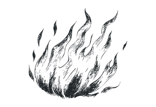 Hand-drawn fire flames illustration with dynamic lines and shapes. Vector retro hand drawn illustration