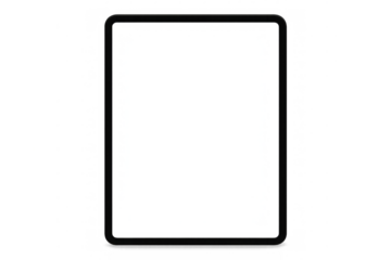 Sleek black tablet displaying transparent checkered surface, highlighting digital interface against minimalist background