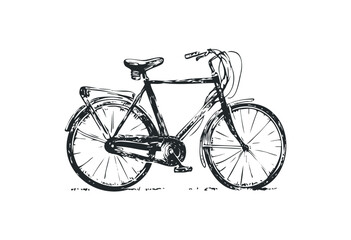 Fototapeta premium Vintage bicycle illustration with hand-drawn style and detailed features. Vector retro hand drawn illustration
