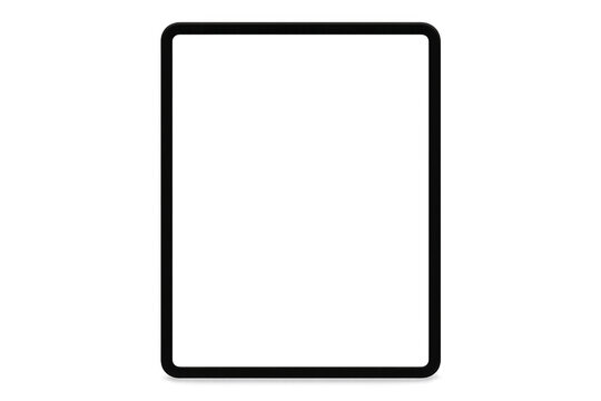 Sleek black tablet displaying transparent checkered surface, highlighting digital interface against minimalist background