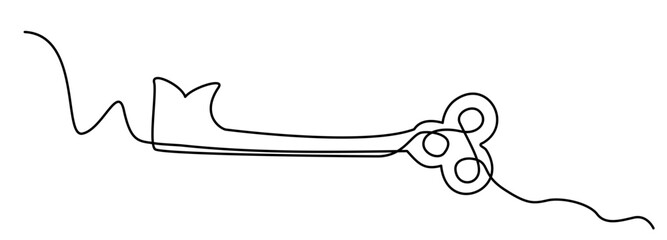 One line key. Continuous keyword symbol, unlock art vector illustration, minimal key
