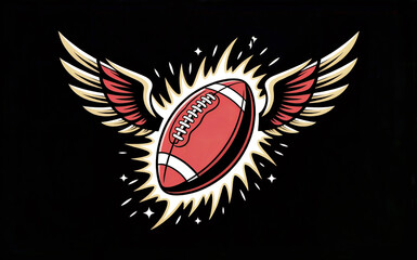 American football with wings design graphic
