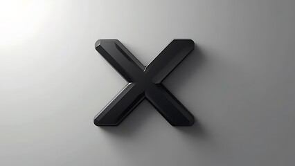 Obraz premium Black X: Minimalist 3D Render of a Glossy 'X' Symbol