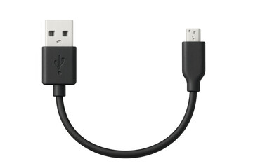 Black usb cable with transparent background connecting devices, ideal for technology and communication projects