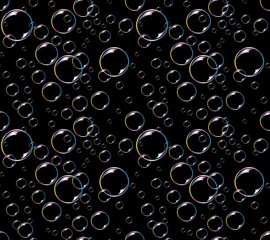 A seamless background with flight of soap bubbles.
