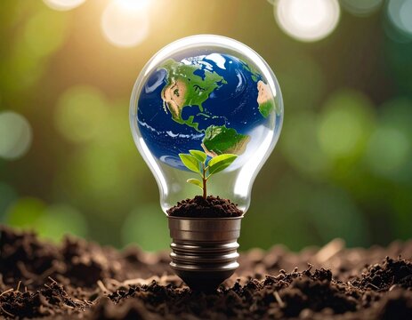 earth as a tiny seedling inside a light bulb