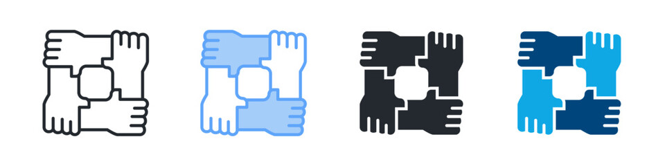 Collaboration Icon Set Multiple Style. Design In Outline, Blue, Glyph, Dualtone