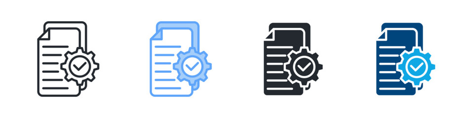 Implementation Icon Set Multiple Style. Design In Outline, Blue, Glyph, Dualtone