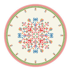 Traditional Mexican Teenek Huastec embroidery design element over white background, vector illustration