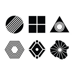 Geometric Shape Collection with Circles, Squares, Triangles, Hexagons, and Abstract Icons