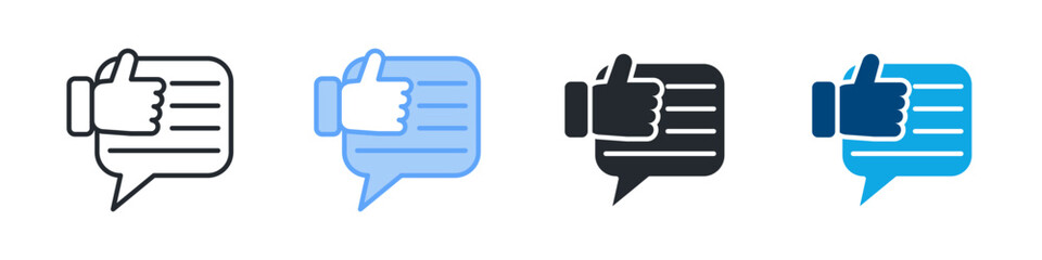 Feedback Icon Set Multiple Style. Design In Outline, Blue, Glyph, Dualtone